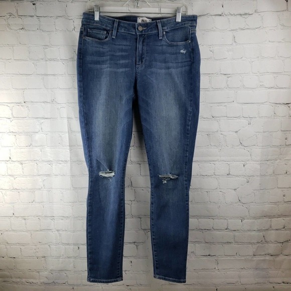 Paige Jeans Verdugo Ankle Dedee Destructed Skinny Stretch Tag Size 31 - Picture 2 of 14